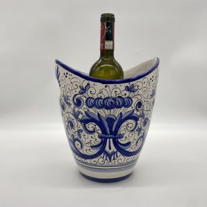 Ice bucket with blue Ricco Deruta decoration