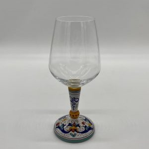 Wine glass with Italian crystal and stem with "Ricco Deruta" decoration