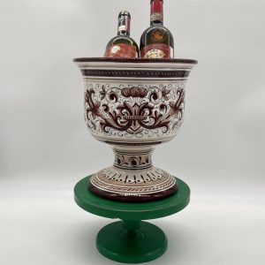 Ice bucket for two bottles with Ricco Deruta decoration
