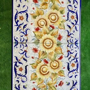 Table complete with iron base with Ricco Deruta and Tuscan field decoration 200 cm x 90 cm