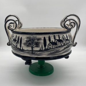 Centerpiece with 6 handles and with Tuscan decoration in black and white