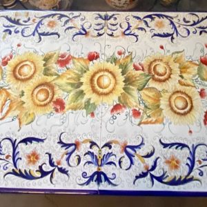 Table complete with iron base with Ricco Deruta and Tuscan field decoration 200 cm x 90 cm