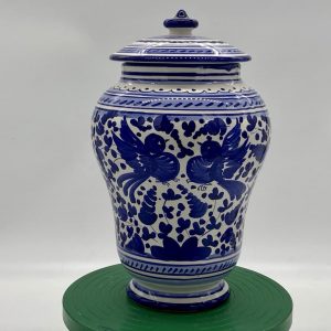Pharmacy jar with blue arabesque decoration