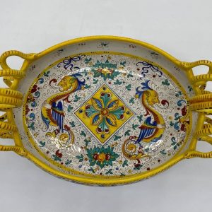 Large centerpiece snake handles with Raffaellesco decoration