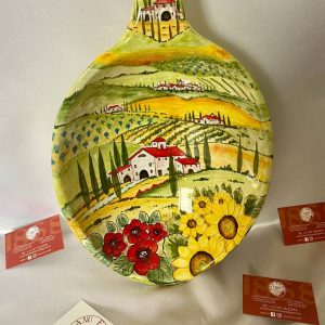 Large spoon with Tuscan landscape and nature decoration