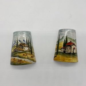 Pair of tiles decorated with a Tuscan landscape