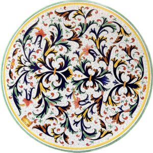 Table with Classic Ricco Deruta Decoration Diameter 100 cm