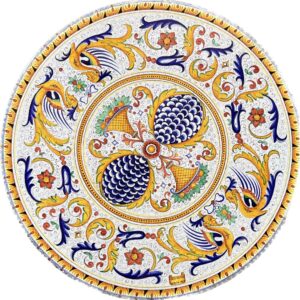 Table with Raffaellesco Decoration Diameter 100 cm