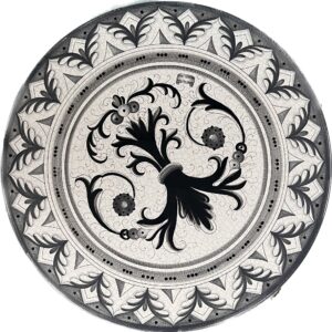 Table Black and White whit Raffaellesco e Michelangelo Decoration Diameter 100 cm