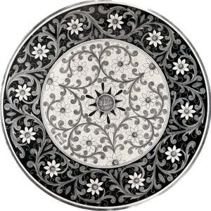 Table with Black and White Decoration Diameter 100 cm