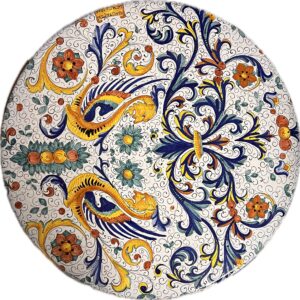 Table with Raffaellesco & Ricco Deruta Decoration Diameter 70 cm