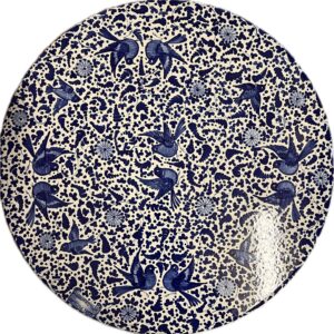 Table with Blu Arabesco Decoration Diameter 70 cm