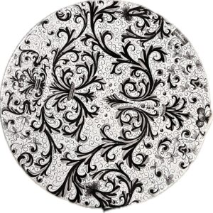 Table with Black and White Ricco Deruta Decoration Diameter 70 cm