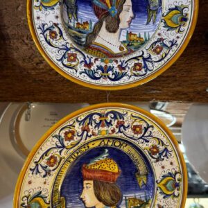 Pair of artistic plates, diameter 25 cm.